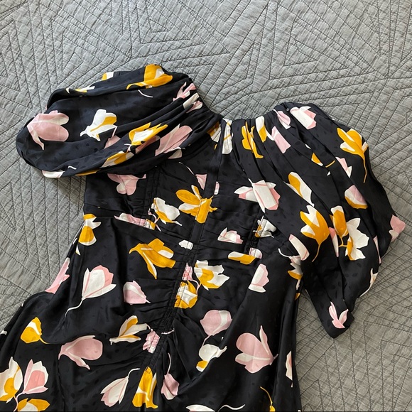 Self Portrait Off Shoulder Floral Printed Dress, Sz 4 - Picture 5 of 8